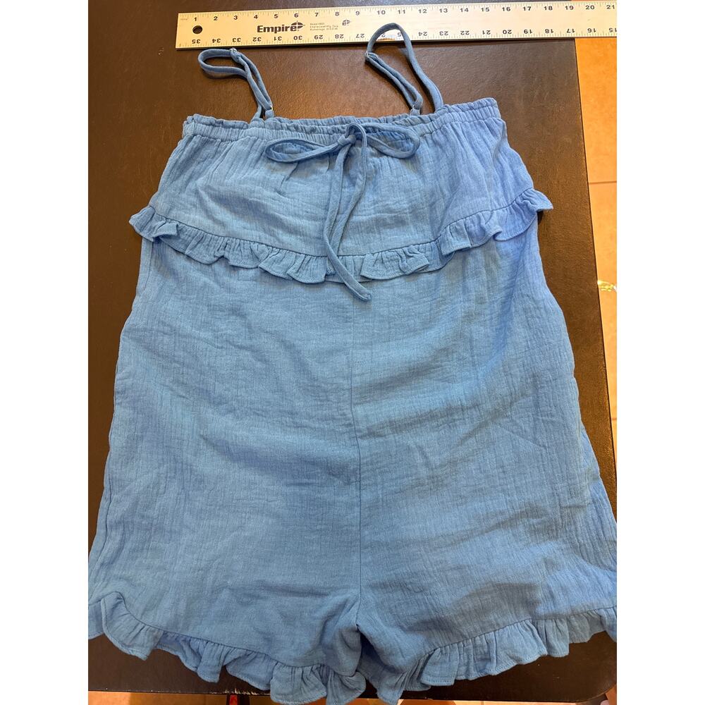 Pink lily blue romper with pockets size small